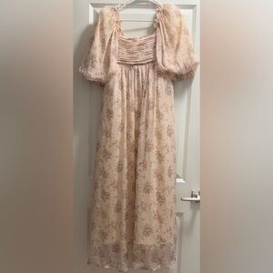 Harlow Floral Maxi Dress in Champagne color